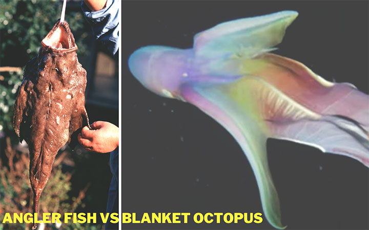 Angler Fish Vs Blanket Octopus
